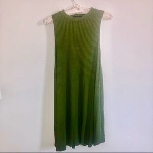 Olive green ribbed shift dress